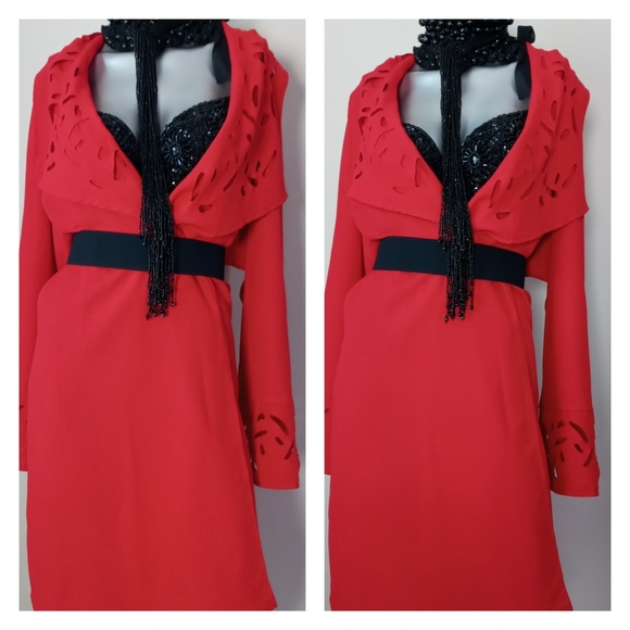 "FIRE" Open Front Kimono Oversized Shawl Collar Eyelet Details Grandma Chic - Picture 2 of 12